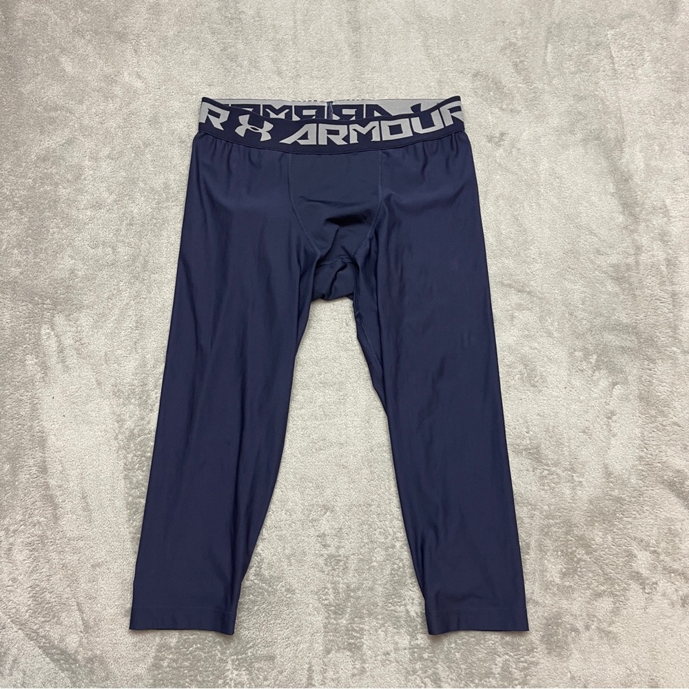 Under Armour 3/4 Compression Tights Leggings Navy Blue Blue Men Large